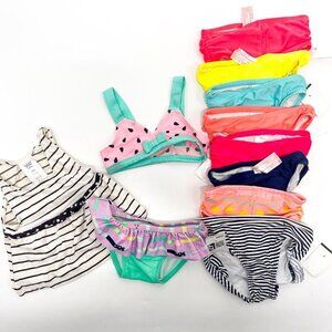 Cat & Jack Infant Baby Girl Bathing Suit Swimsuit Swim Tops Bottoms Bundle